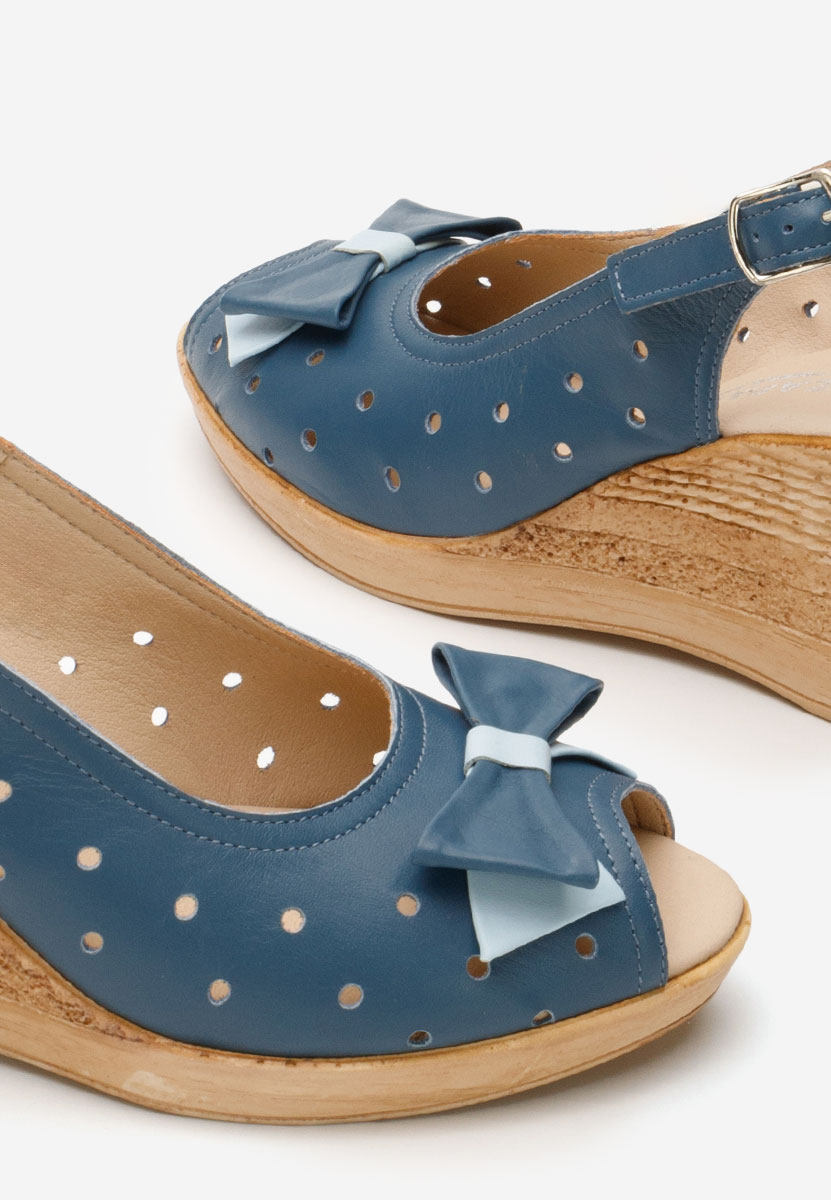 Sandali con zeppa cuoio Breta blu