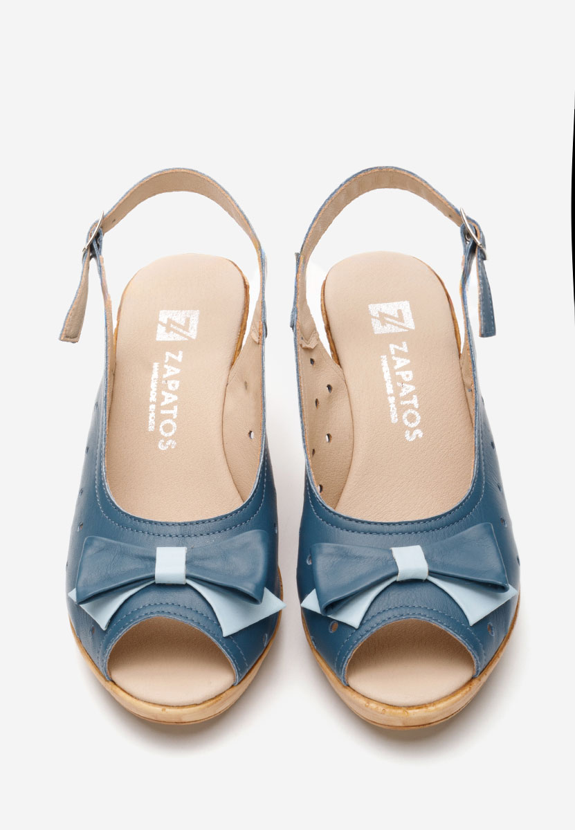 Sandali con zeppa cuoio Breta blu