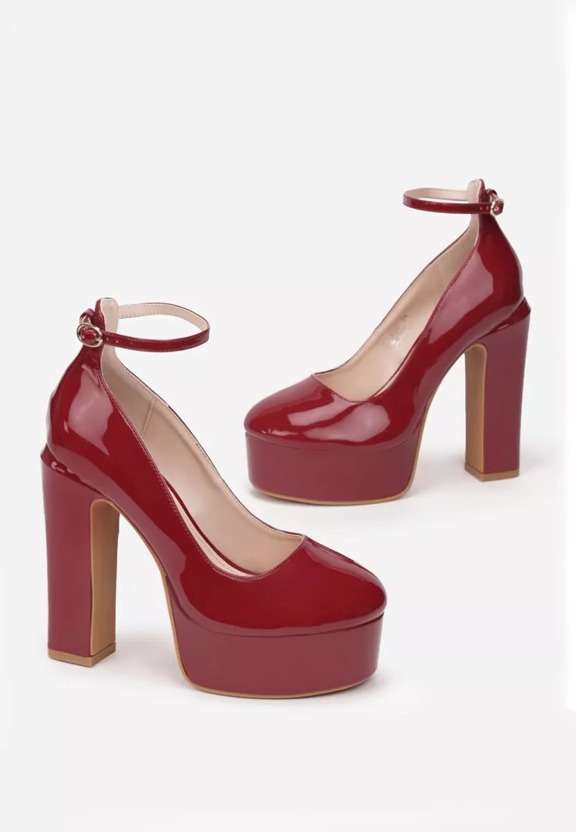 Décolleté tacco largo e plateau Matea V3 granata