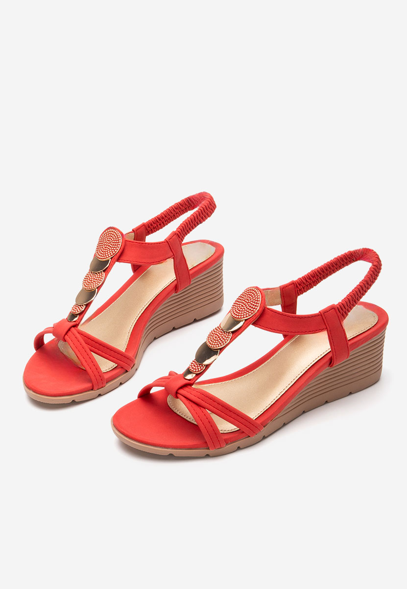 Sandali con zeppa Floretia rosso