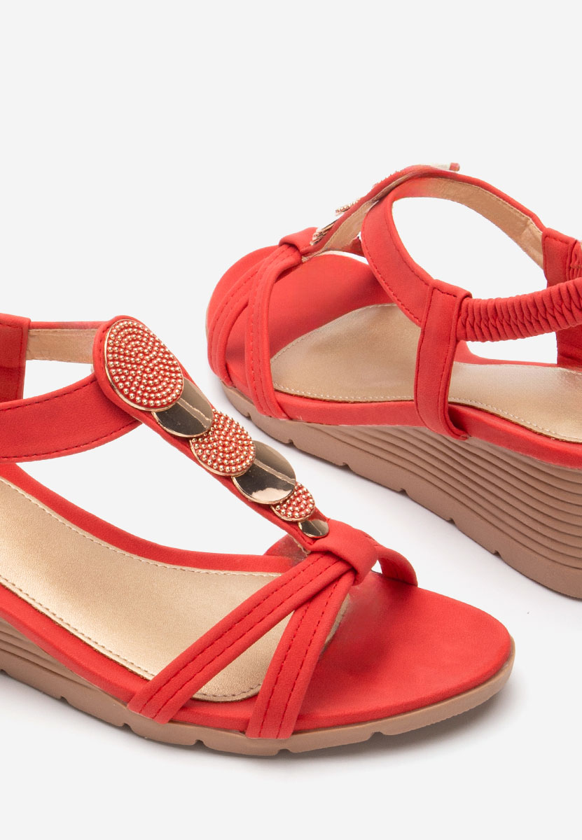 Sandali con zeppa Floretia rosso