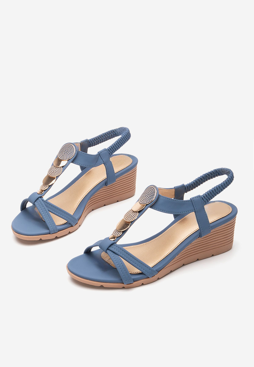 Sandali con zeppa Floretia blu