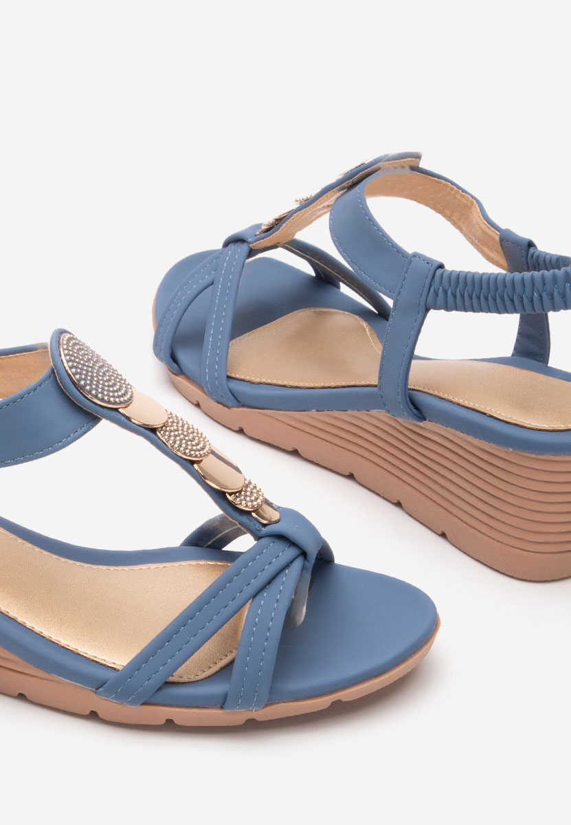 Sandali con zeppa Floretia blu