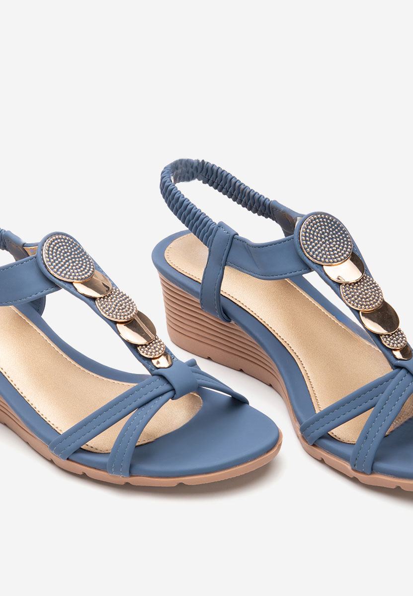 Sandali con zeppa Floretia blu
