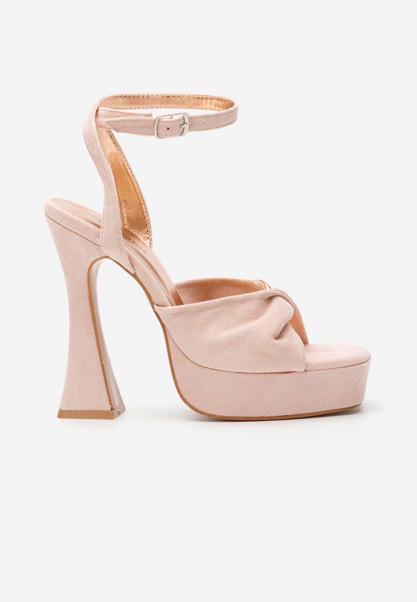 Sandali con tacco largo e plateau Lily nude