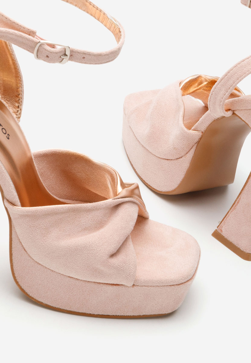 Sandali con tacco largo e plateau Lily nude