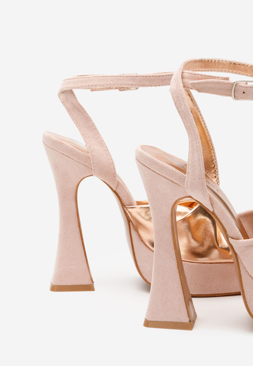 Sandali con tacco largo e plateau Lily nude