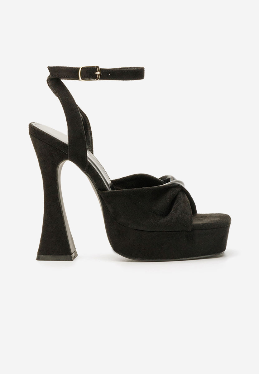 Sandali con tacco largo e plateau Lily nero