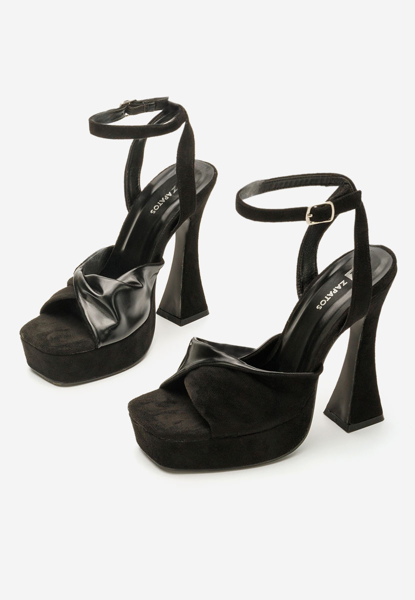 Sandali con tacco largo e plateau Lily nero