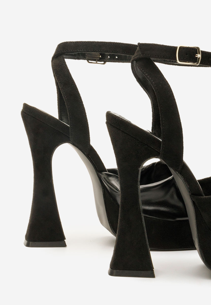 Sandali con tacco largo e plateau Lily nero