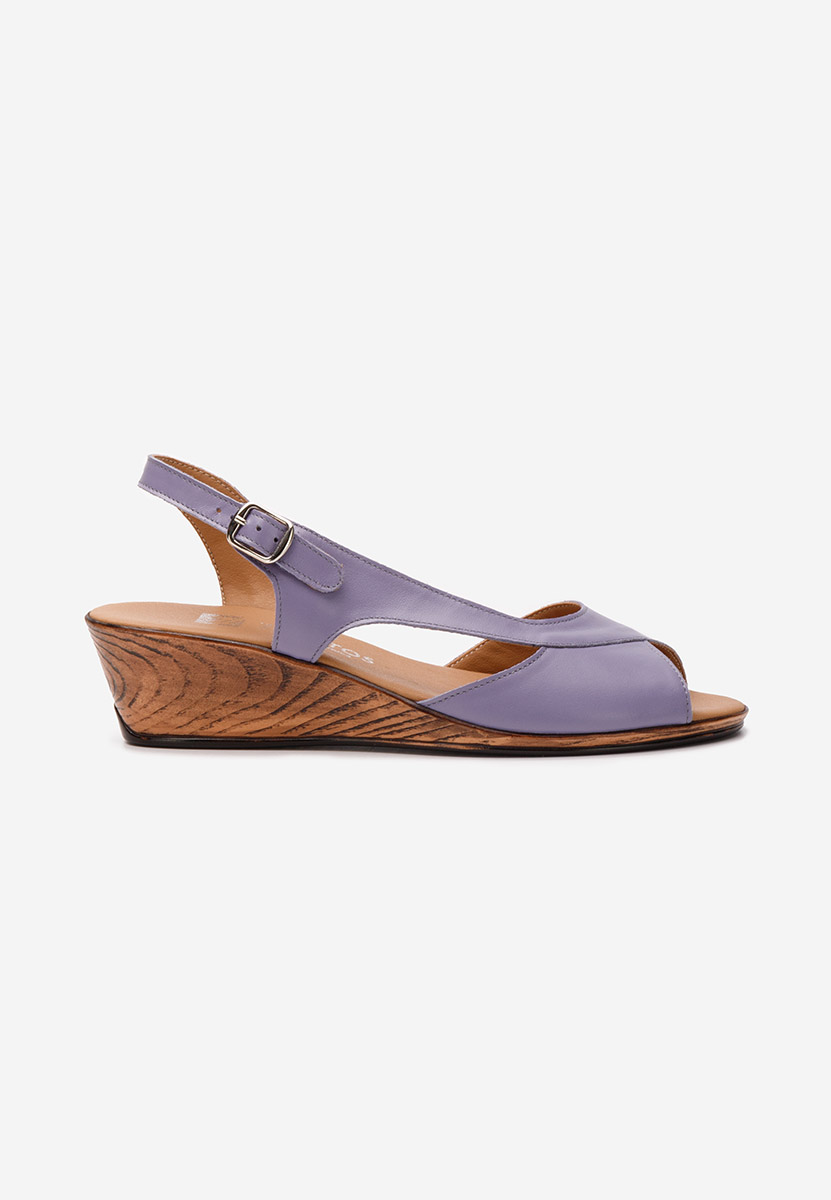 Sandali con zeppa cuoio Rhonia viola