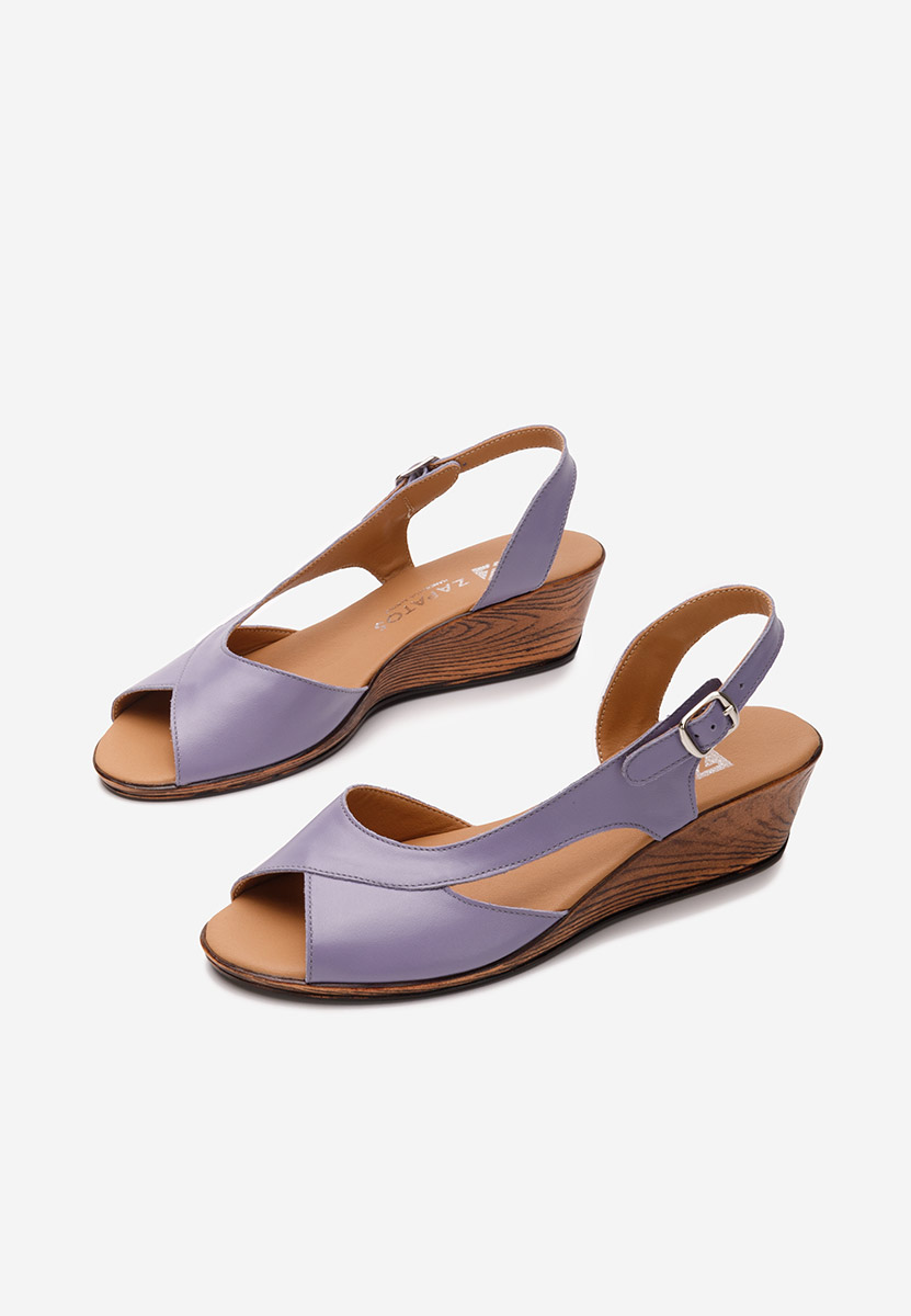 Sandali con zeppa cuoio Rhonia viola