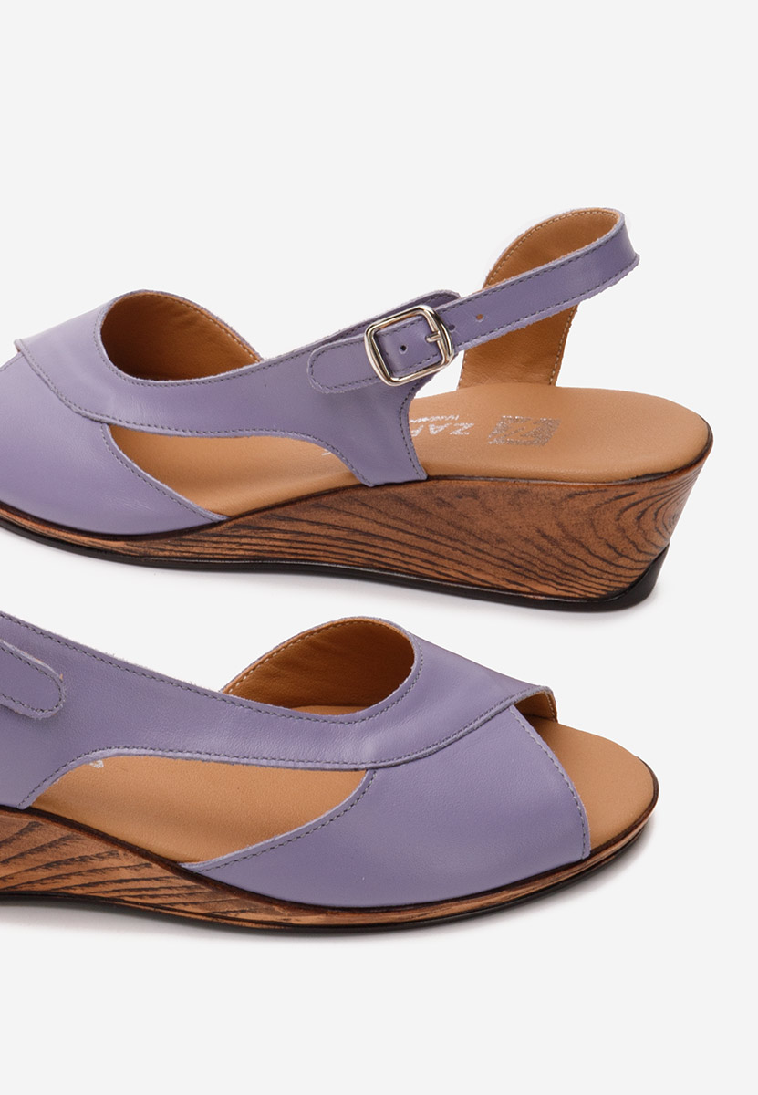 Sandali con zeppa cuoio Rhonia viola