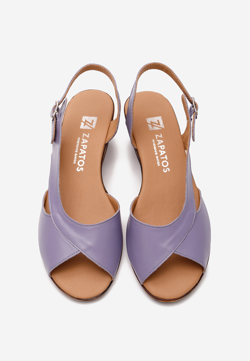 Sandali con zeppa cuoio Rhonia viola