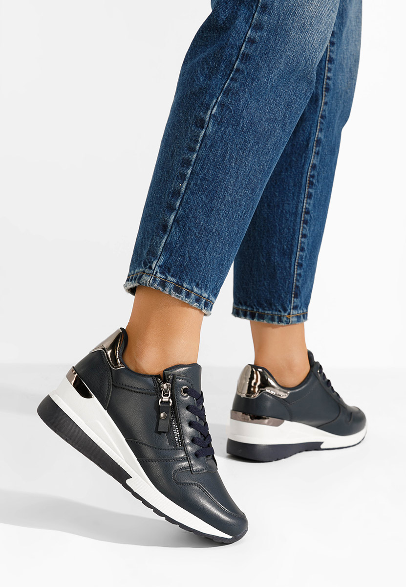 Sneakers con zeppa blu marine Rafina