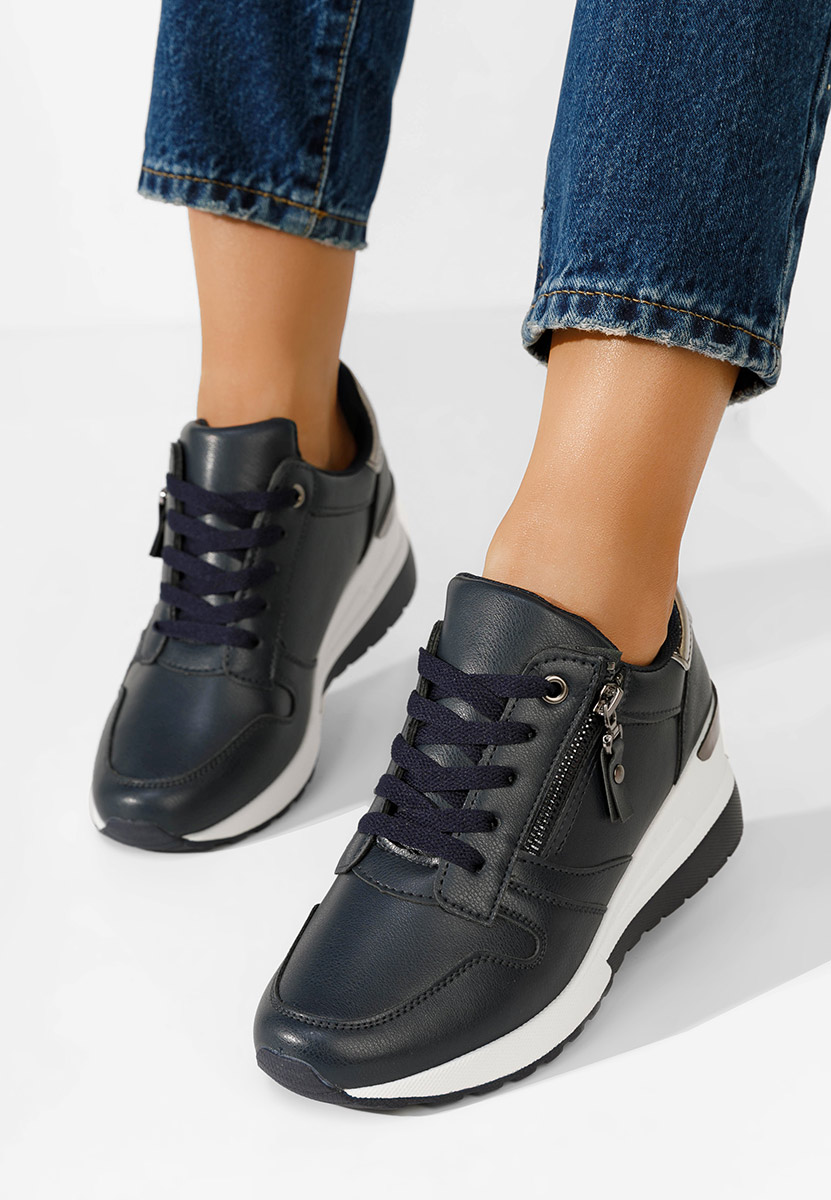 Sneakers con zeppa blu marine Rafina
