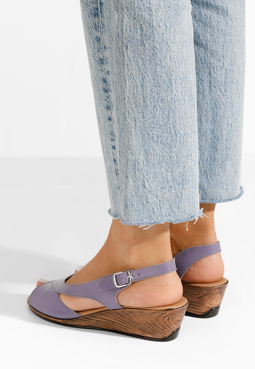 Sandali con zeppa cuoio Rhonia viola