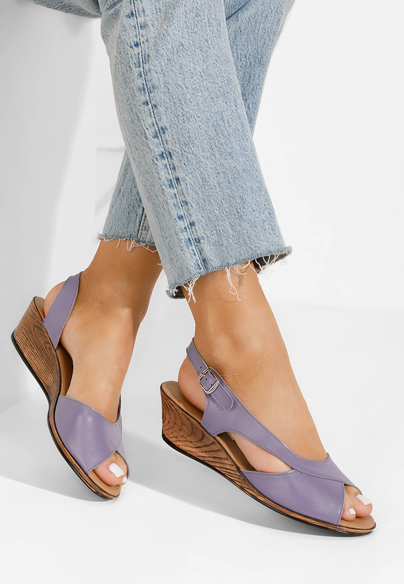 Sandali con zeppa cuoio Rhonia viola