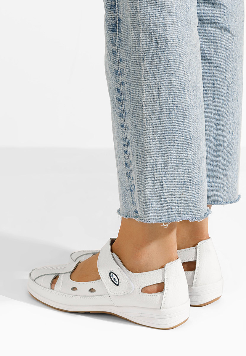 Ballerine cuoio Deby bianchi