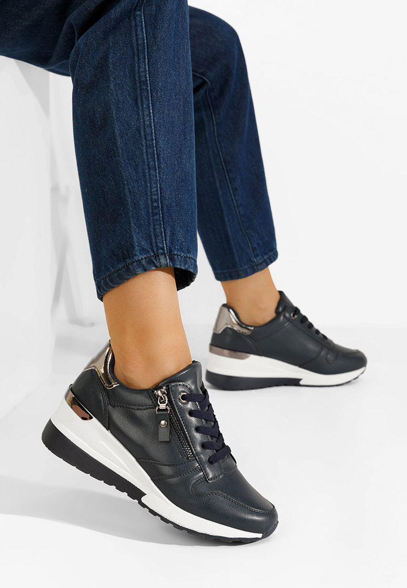 Sneakers con zeppa blu marine Rafina