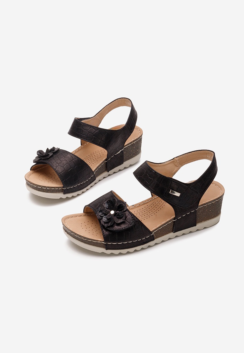 Sandali con zeppa Eliasea nero