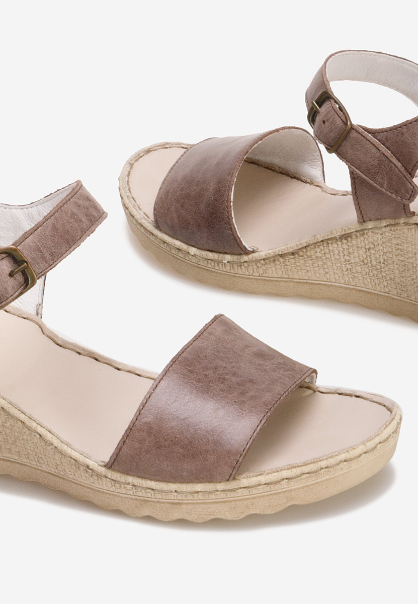 Sandali con zeppa cuoio Tamara marrone