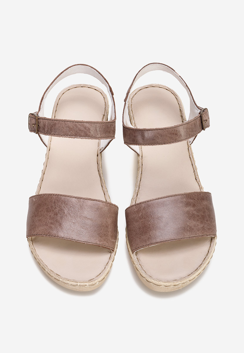 Sandali con zeppa cuoio Tamara marrone