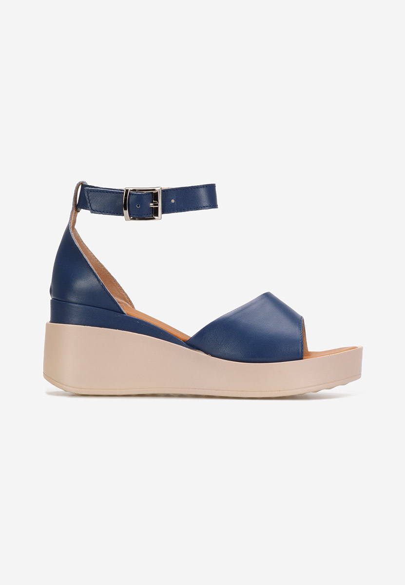 Sandali con plateau cuoio Salegia Blu marine