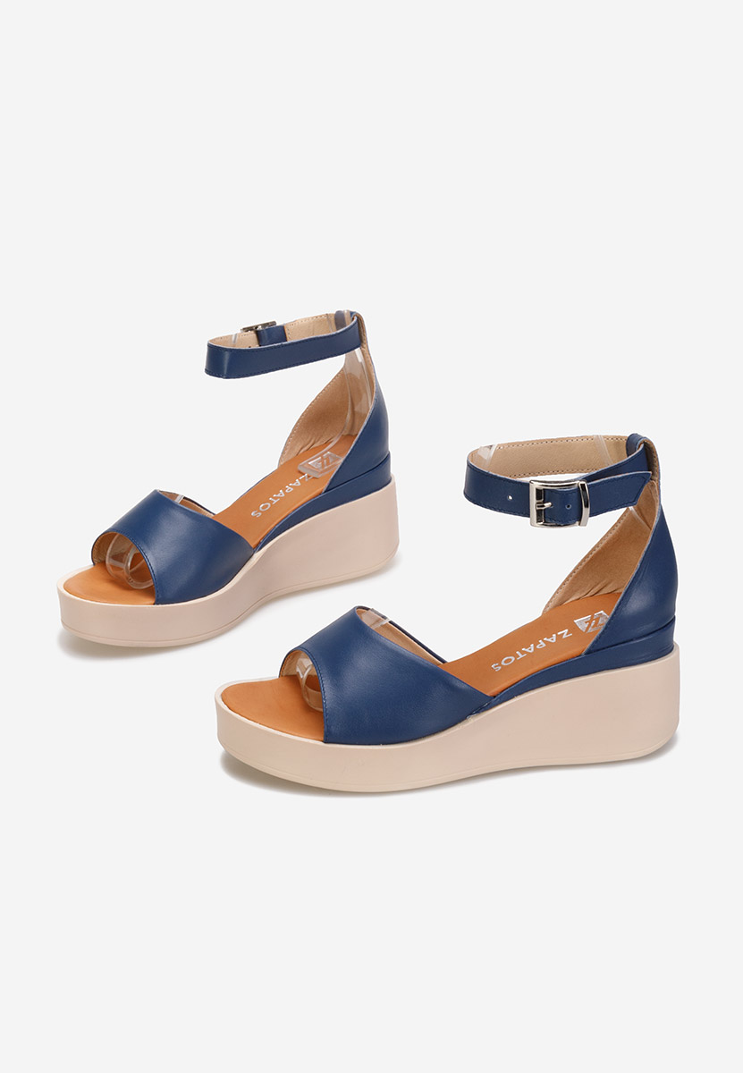 Sandali con plateau cuoio Salegia Blu marine
