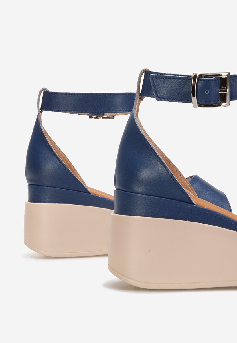 Sandali con plateau cuoio Salegia Blu marine