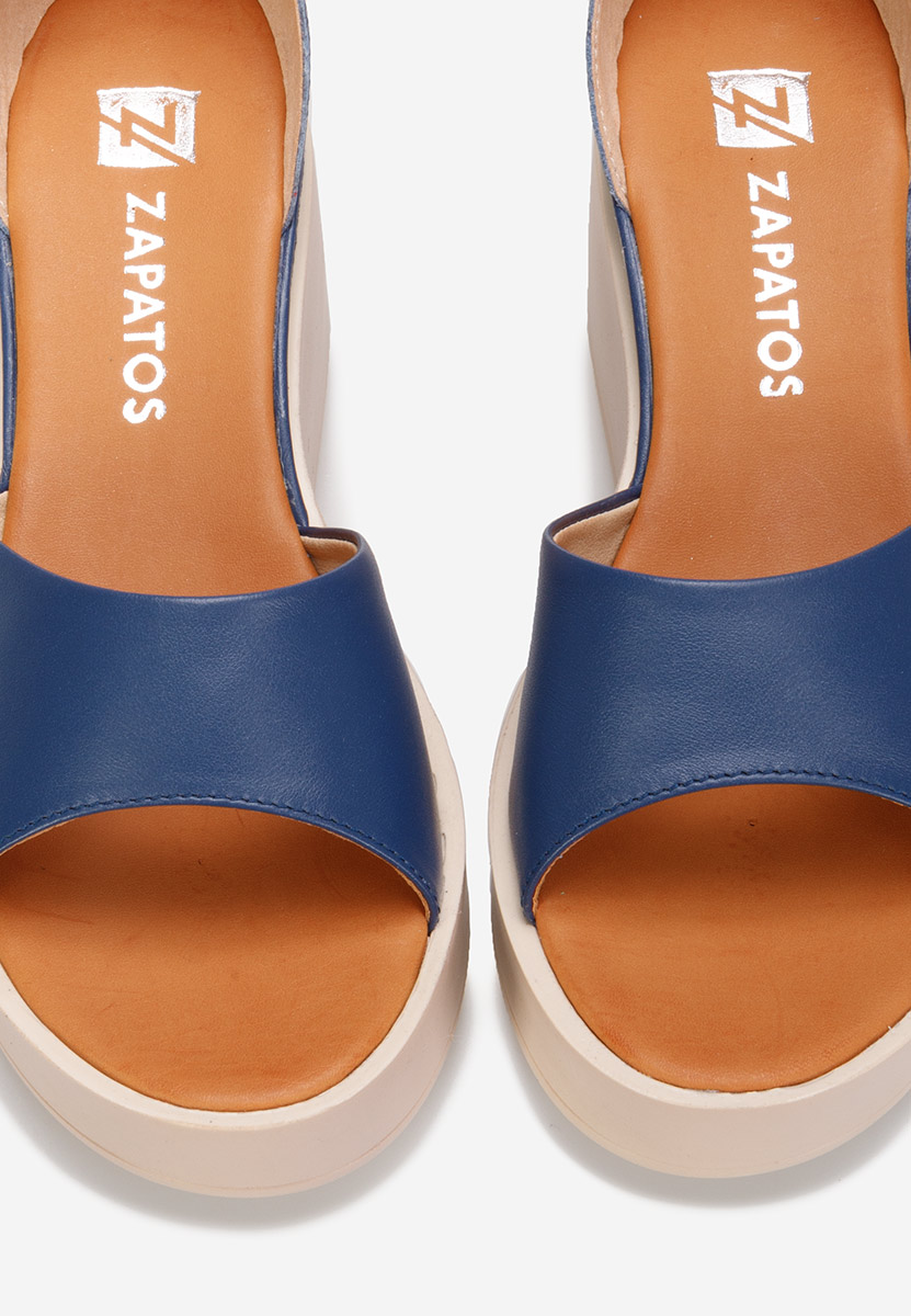 Sandali con plateau cuoio Salegia Blu marine