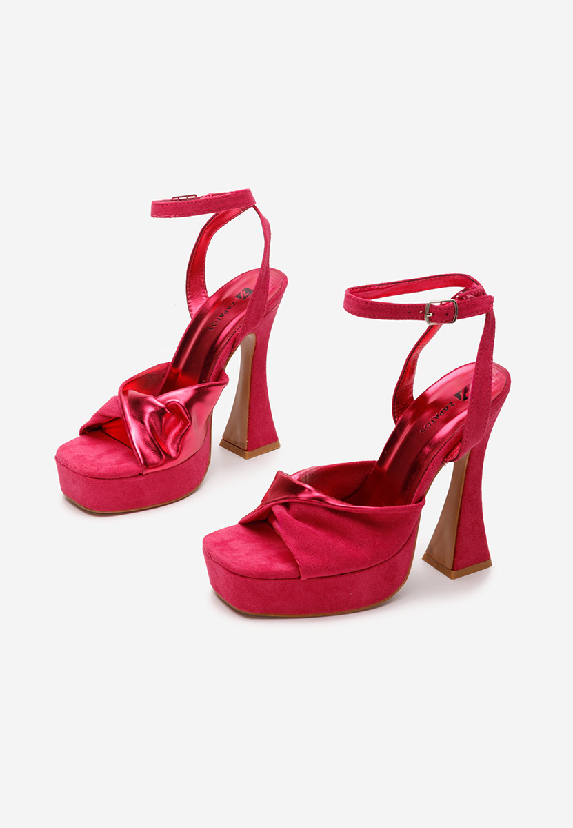 Sandali con tacco largo e plateau Lily fucsia