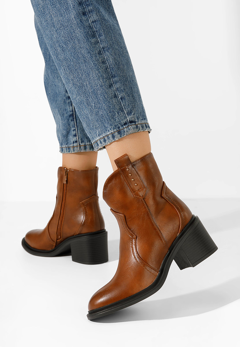 Tronchetti con tacco largo Katyana camel