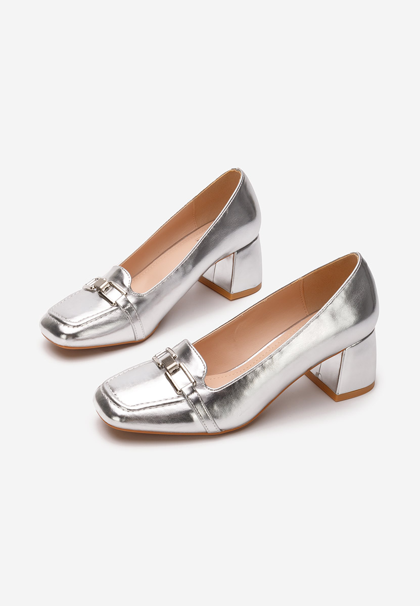 Décolleté tacco largo Taria argento