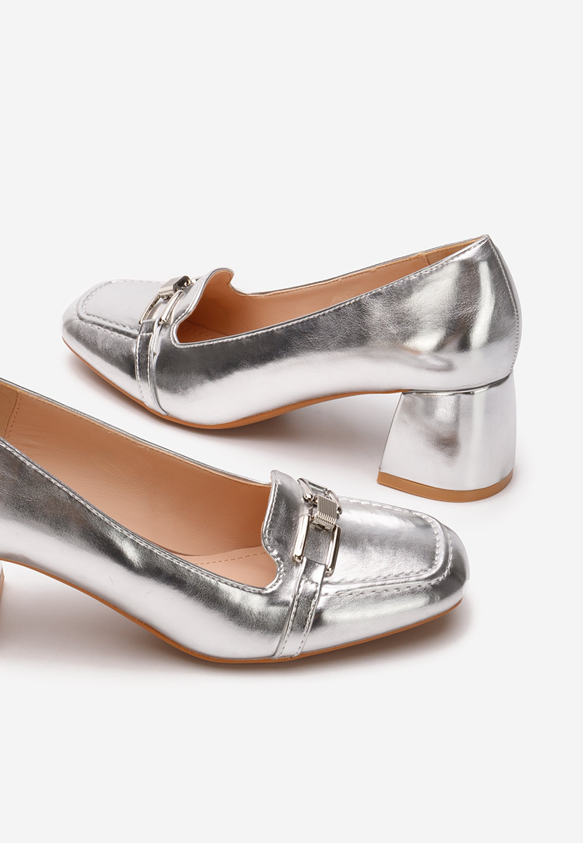 Décolleté tacco largo Taria argento