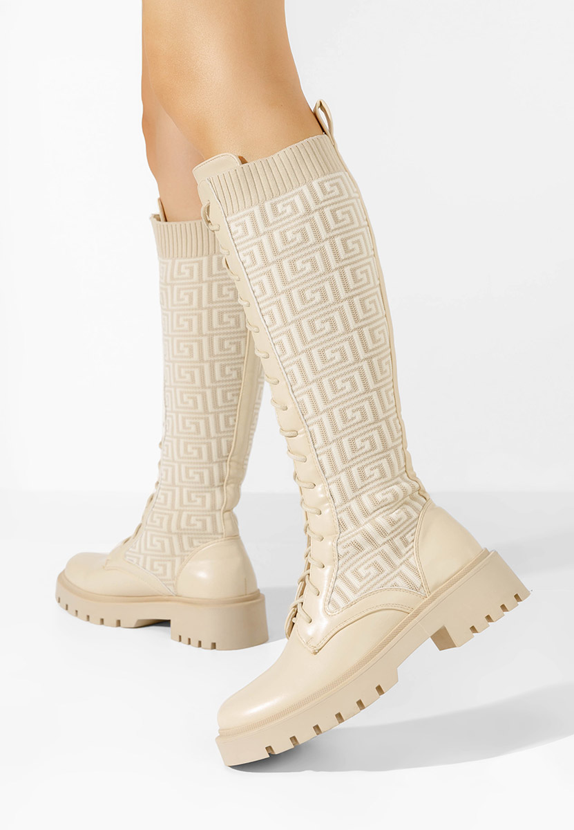 Stivali alti da donna Ksenia V2 beige