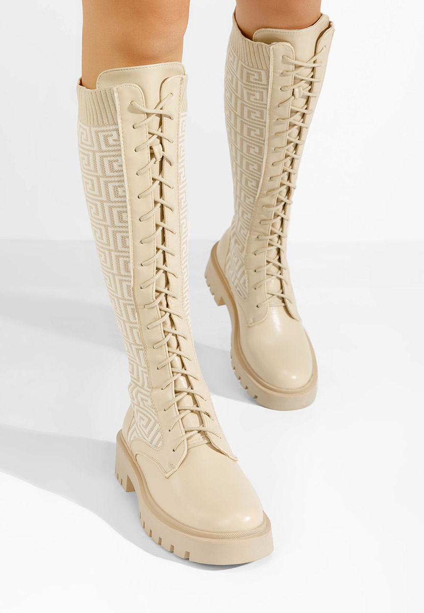 Stivali alti da donna Ksenia V2 beige