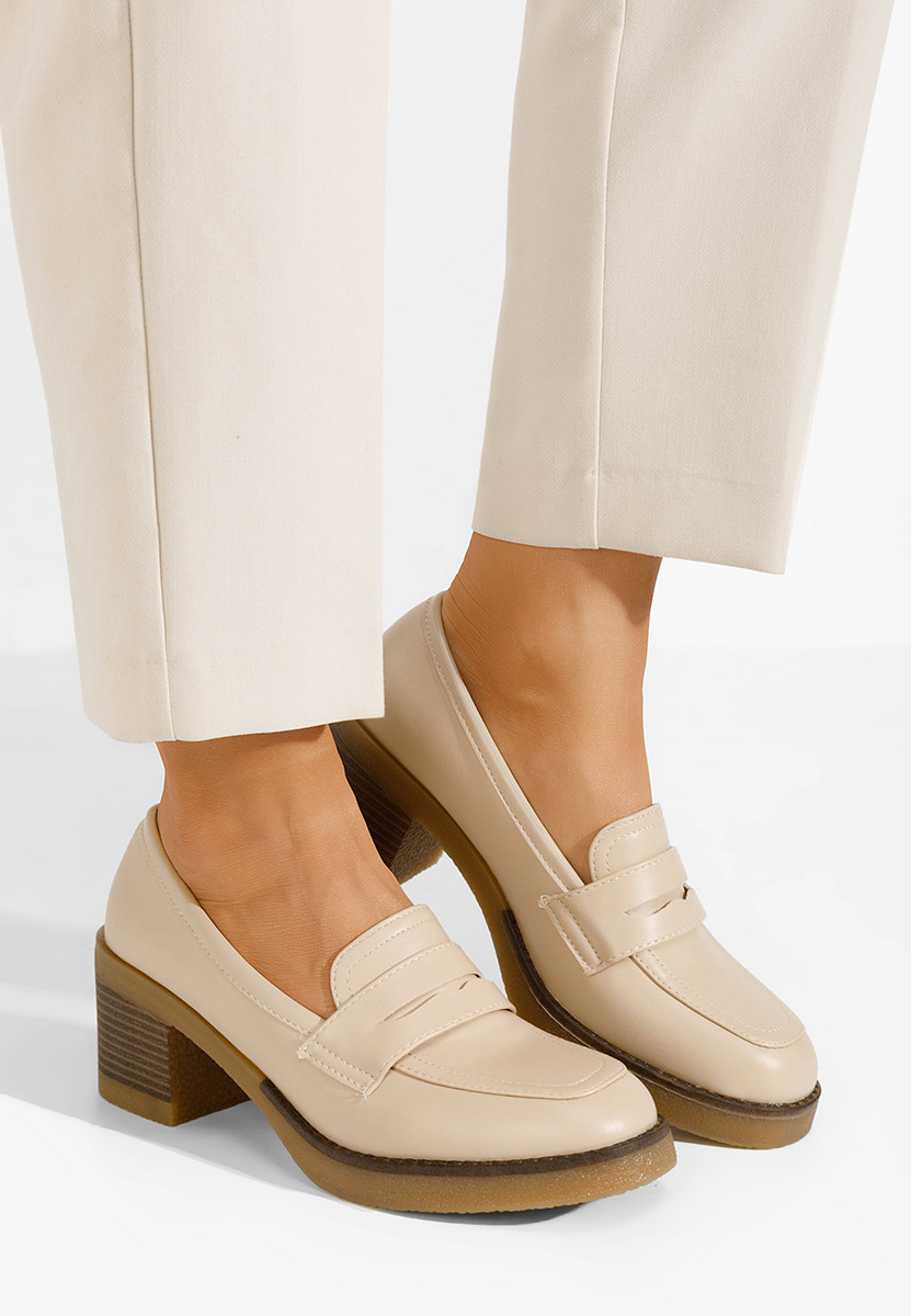 Mocassini con tacco Pheona beige