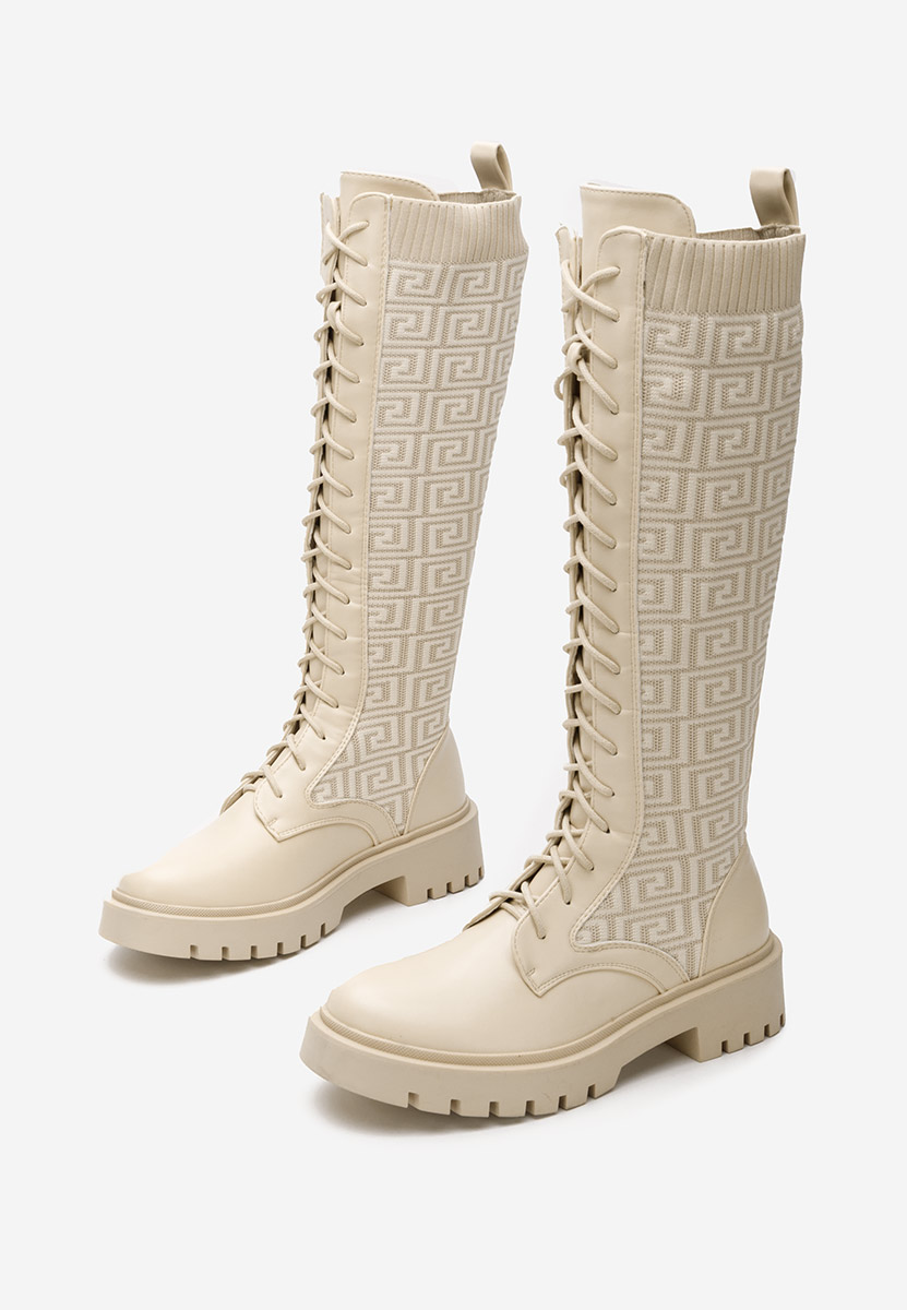 Stivali alti da donna Ksenia V2 beige