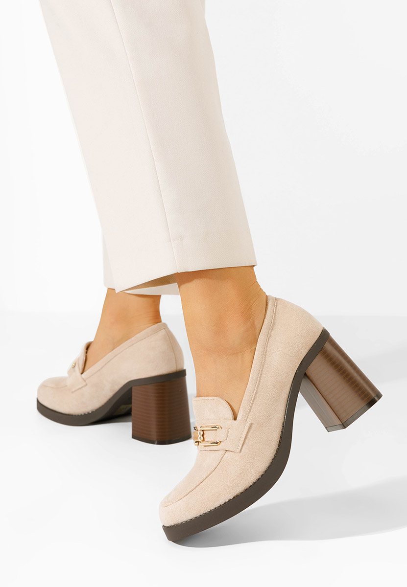 Mocassini donna con tacco Akera beige