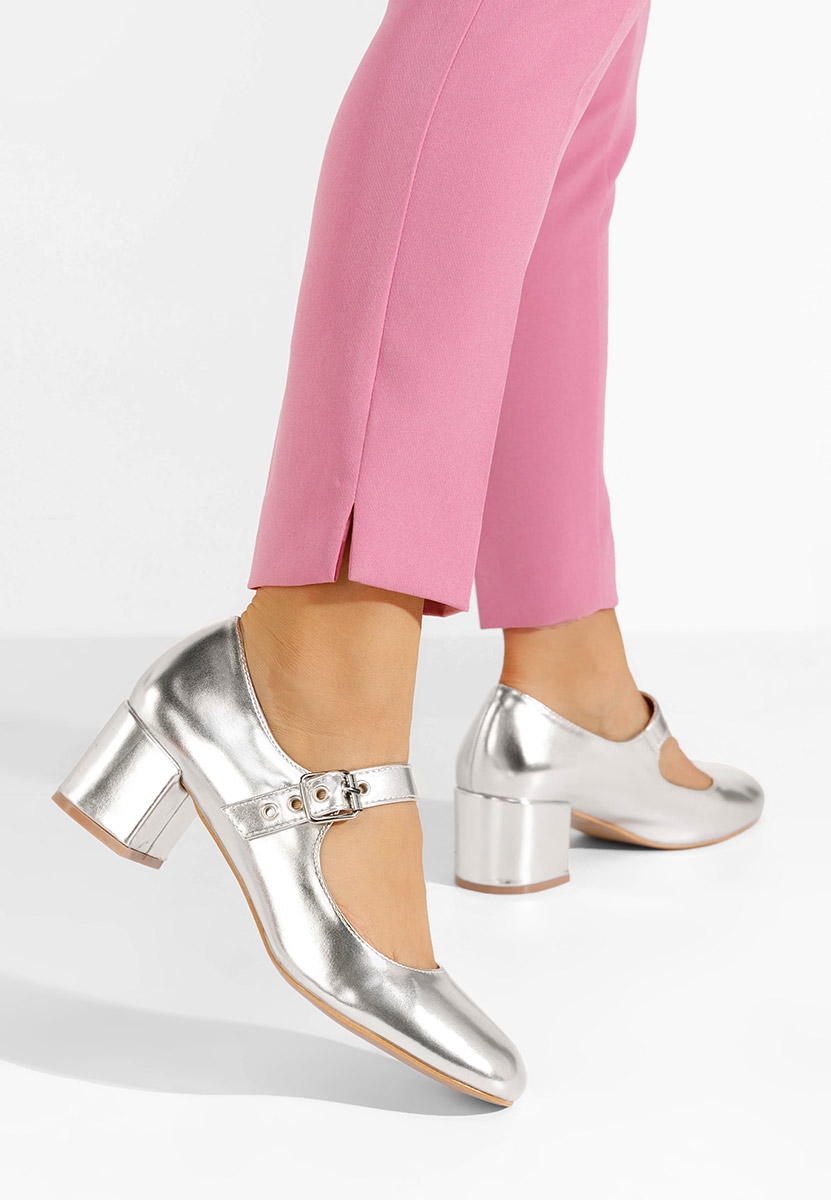 Décolleté tacco largo Milady argento