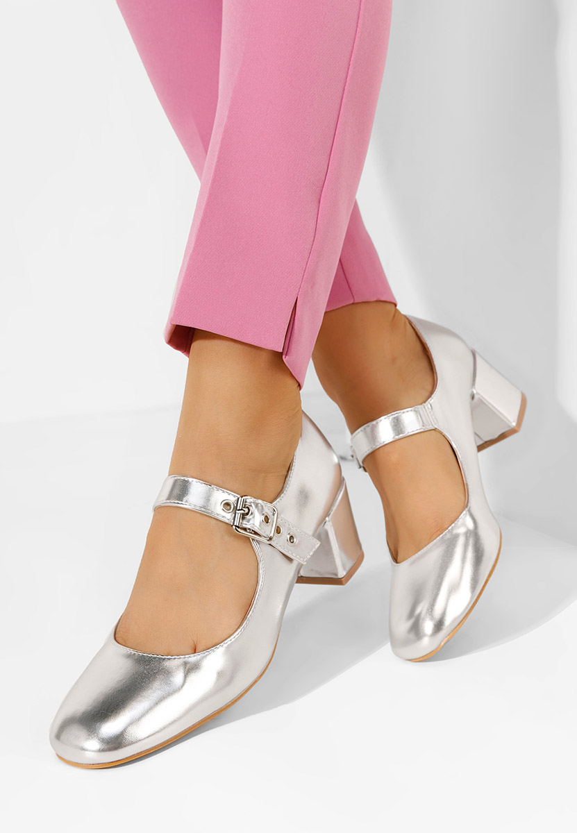 Décolleté tacco largo Milady argento