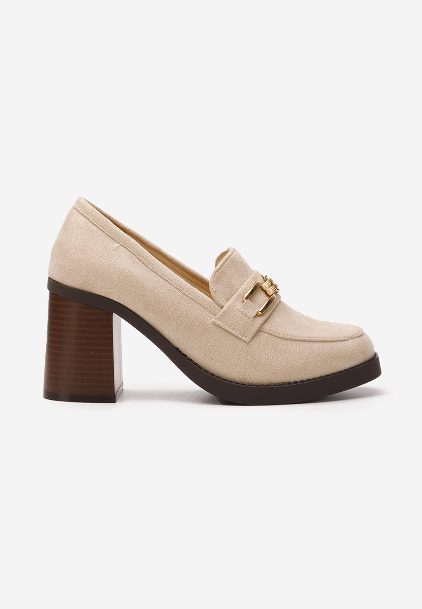 Mocassini donna con tacco Akera beige