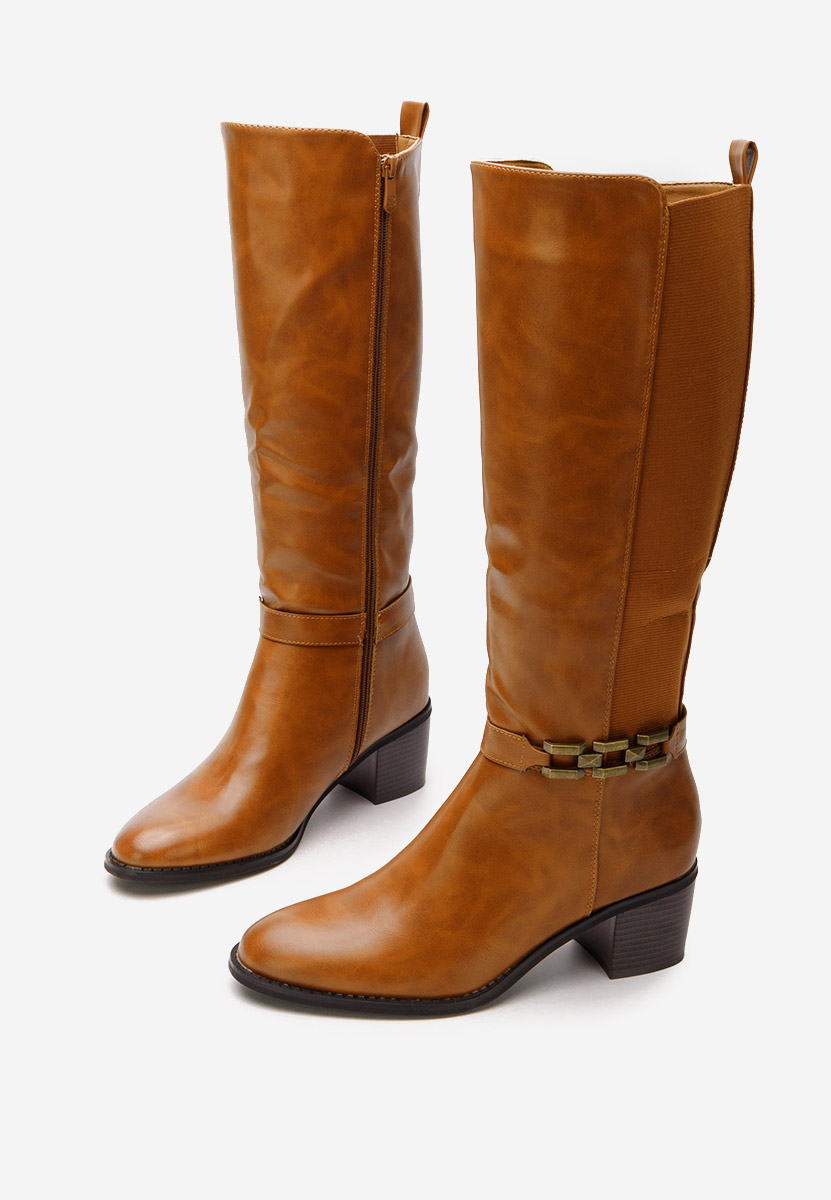 Stivali alti con tacco Asdena camel