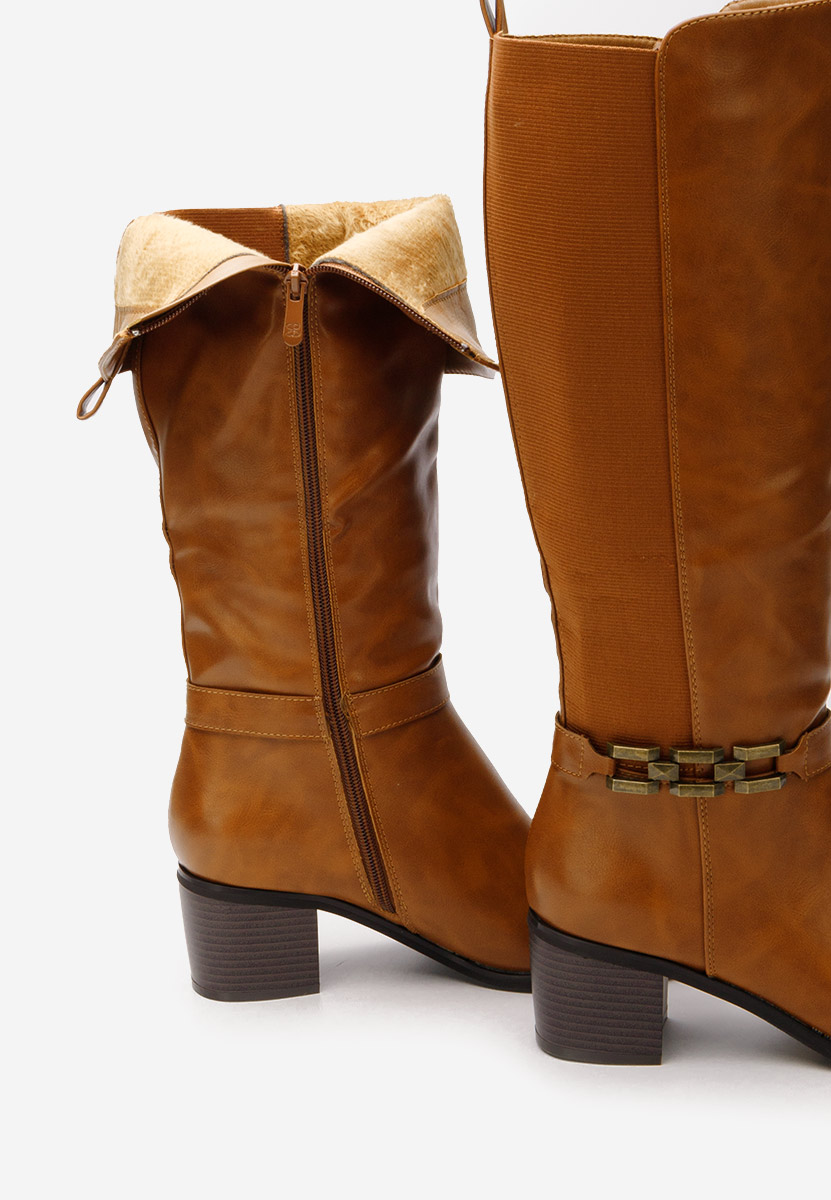 Stivali alti con tacco Asdena camel