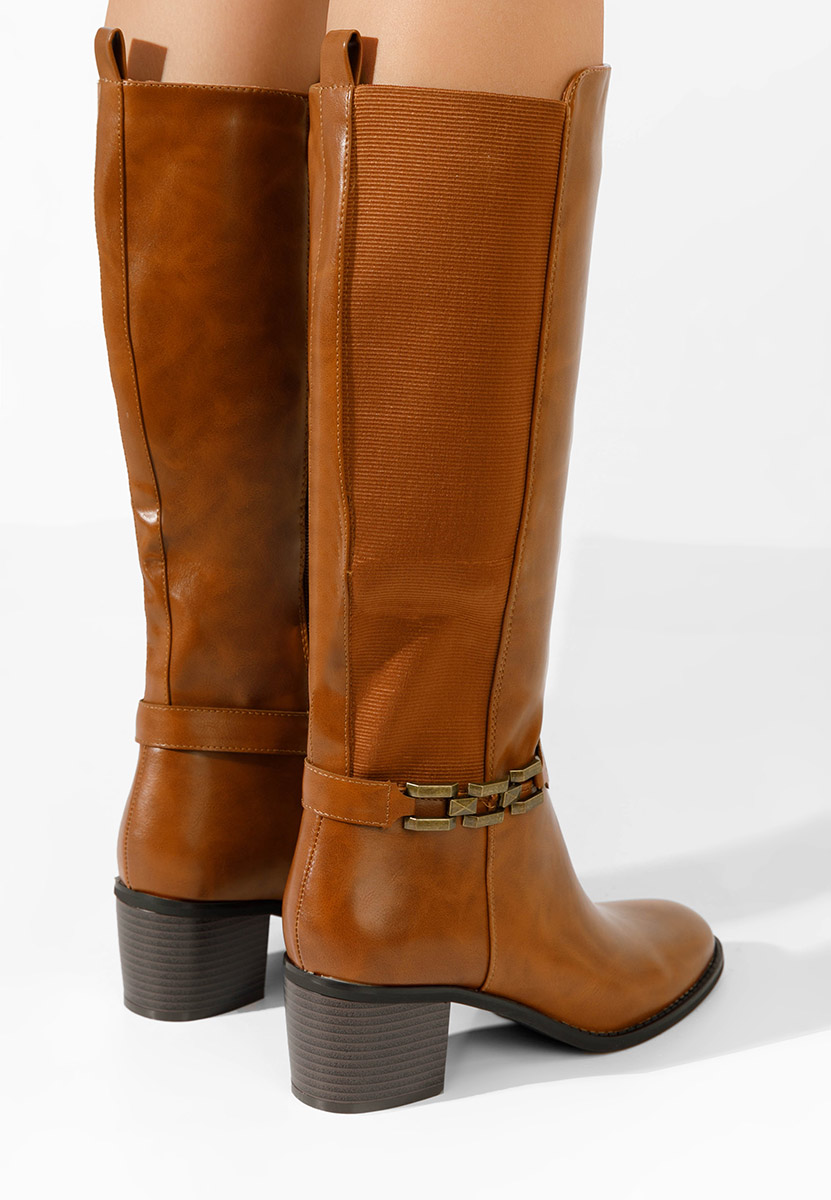 Stivali alti con tacco Asdena camel