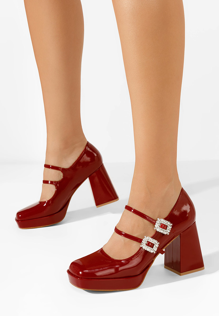 Décolleté tacco largo Elany rosso