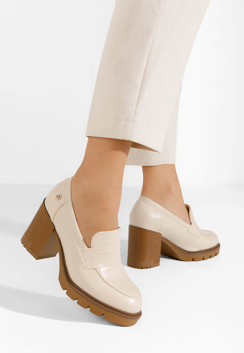 Mocassini con tacco Delora beige
