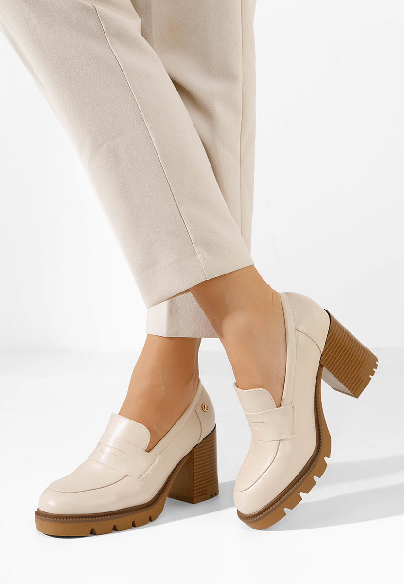 Mocassini con tacco Delora beige