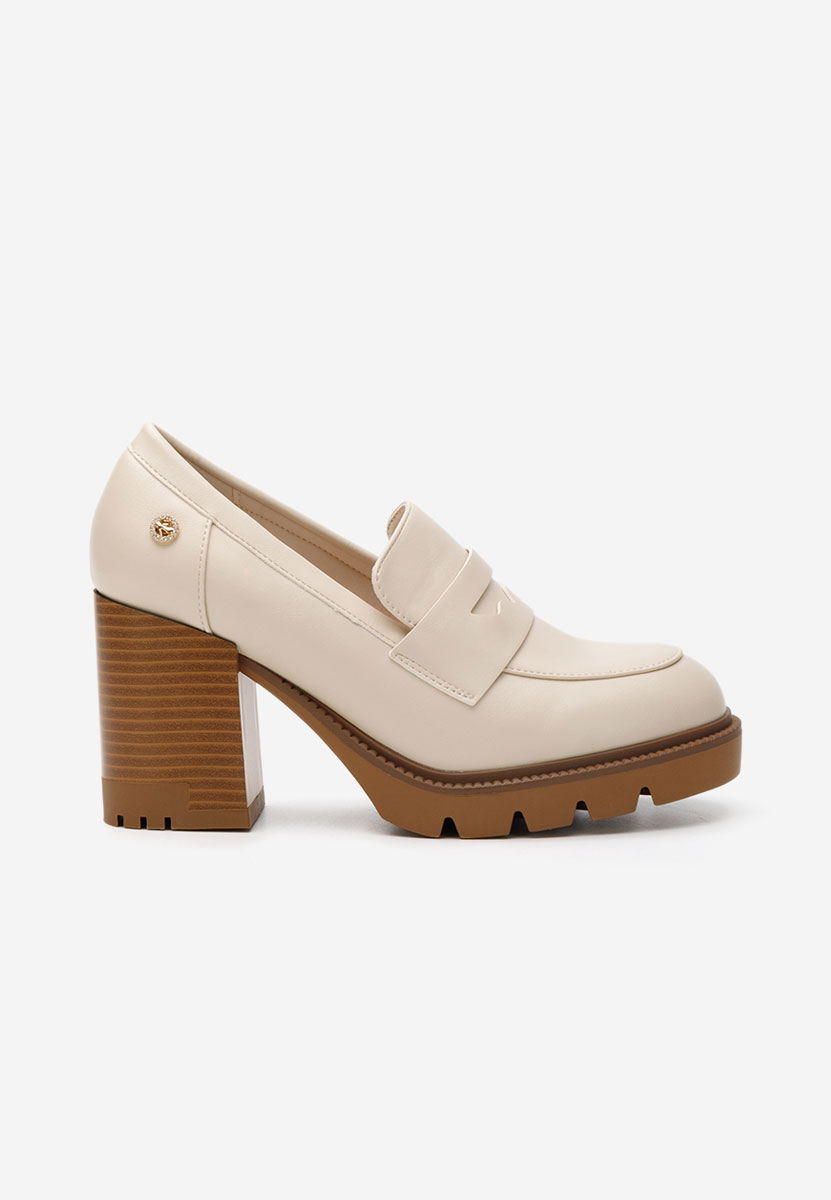 Mocassini con tacco Delora beige